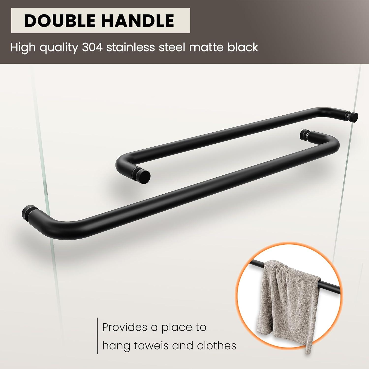 LOONGFIELD Sliding Shower Glass Door 56-60 In. W X 72 In. H, Adjustable Semi Frameless Shower Door, Certified Thick Clear Clear Tempered Glass, 304 Stainless Steel Handles ASTARQ-W2269P144324