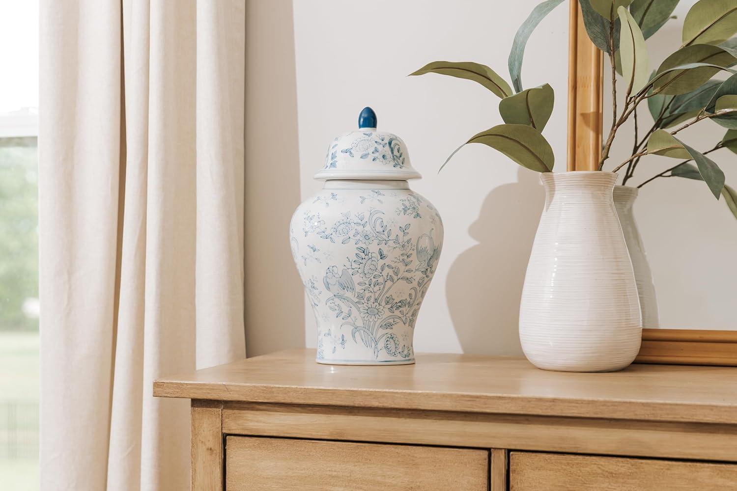 OneWorld Memorials Ceramic Cremation Urn for Adult Human - Large Memorial - Holds Up to 200 Cubic Inches of Ashes - Blue Bird Ceramic Funeral Urns