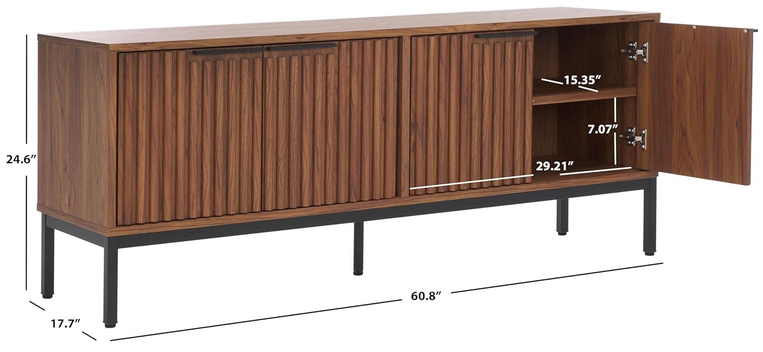 Lylia 4 Door Media Stand - MED9623 - Walnut/Black - Safavieh