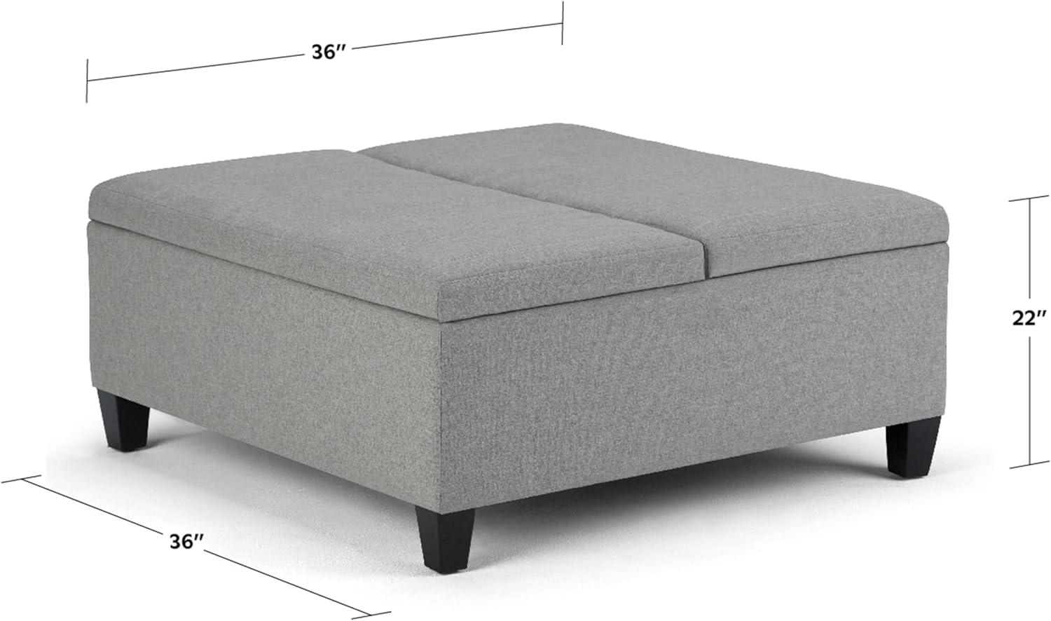 Ellis 36" Dove Grey Linen Look Fabric Coffee Table Ottoman