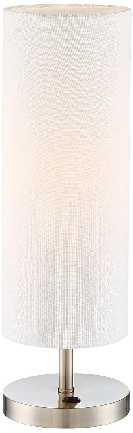 20" Brushed Nickel Table Lamp with White Fabric Shade and USB Port