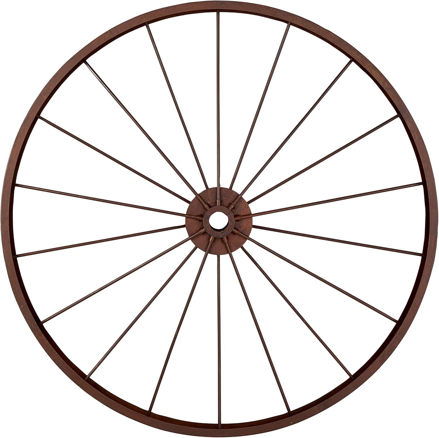 Decmode Large Red Metal Wheel Wall Decor, 43"