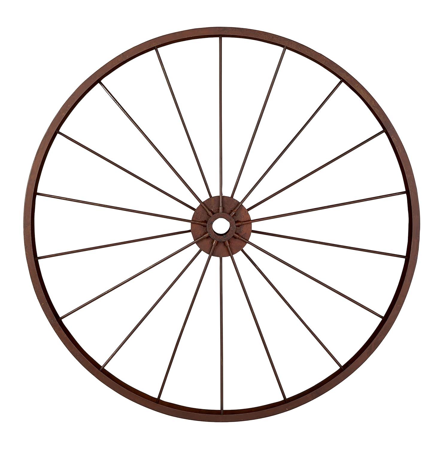 Decmode Large Red Metal Wheel Wall Decor, 43"