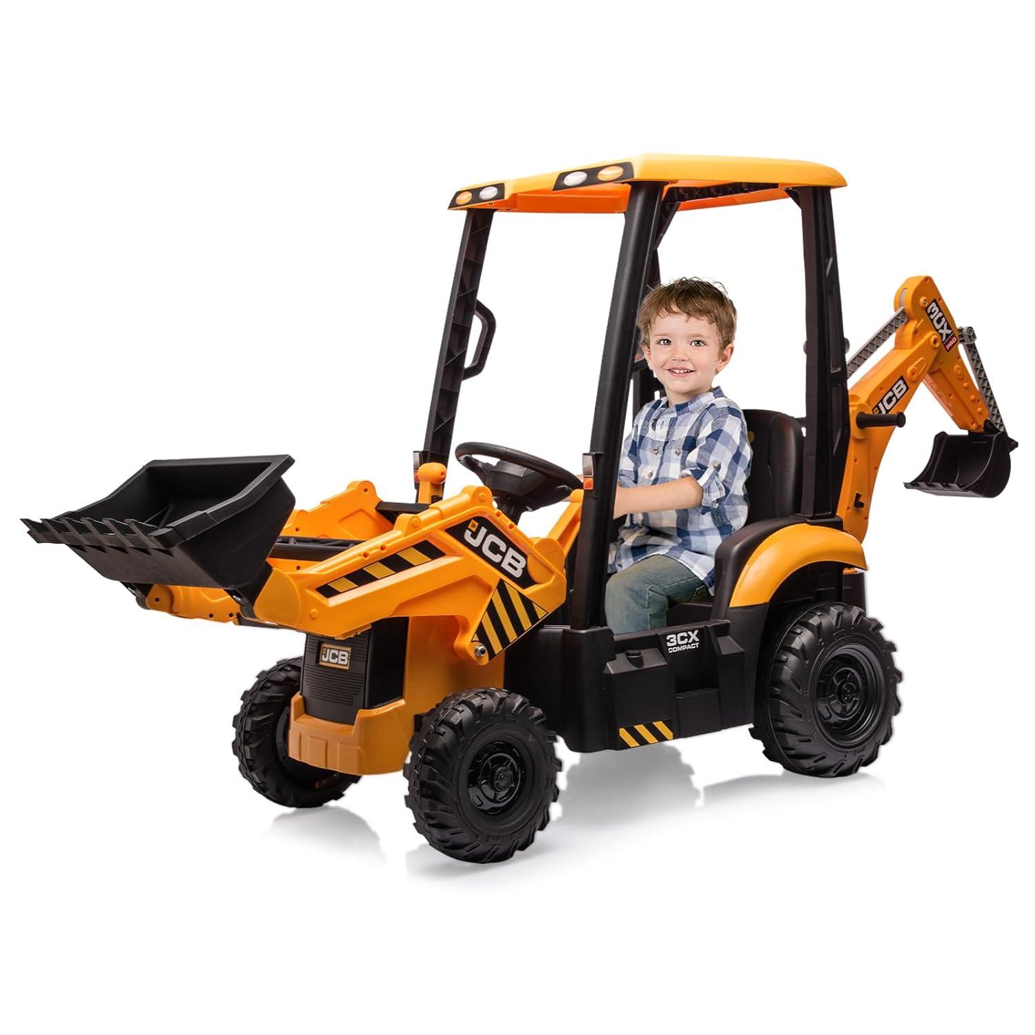 Hetoy 4 In 1 Ride On Excavator, 12V Battery Powered Electric Vehicle For Kids With Remote Control