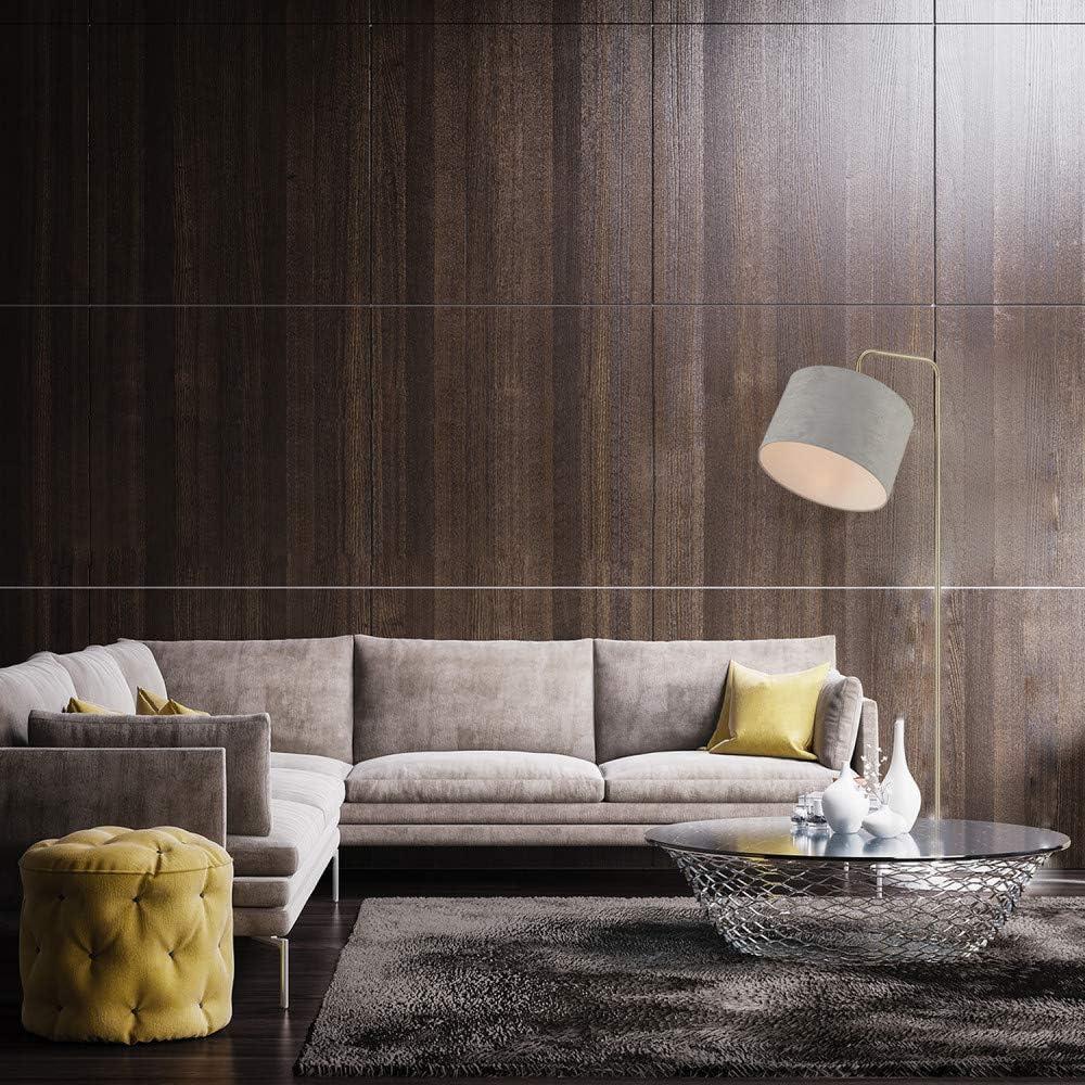 Globe Electric Barden 58" Brass Floor Lamp with Light Gray Velvet Shade, 67398