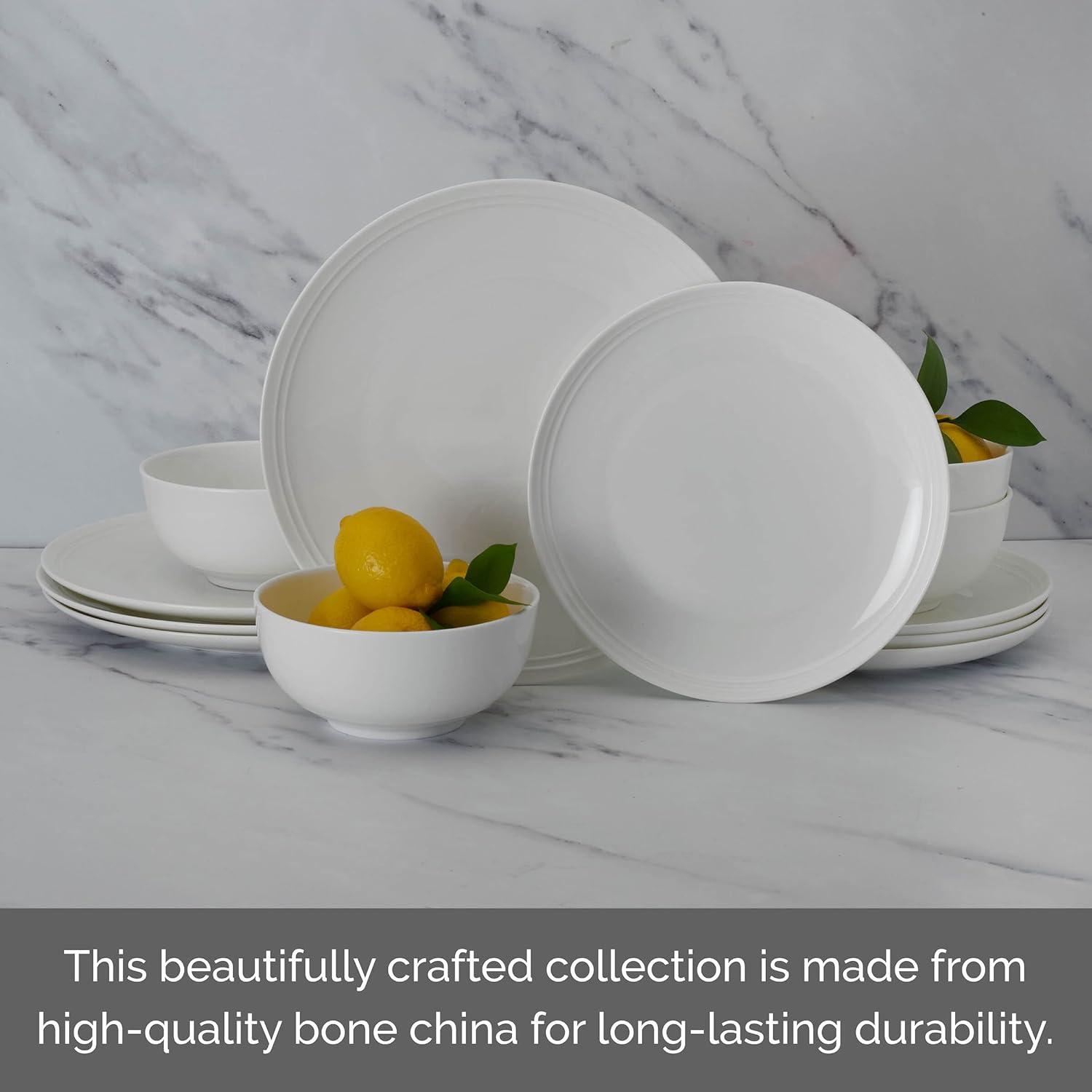 Mikasa Kyler 12-Piece Bone China Dinnerware Set, Service for 4