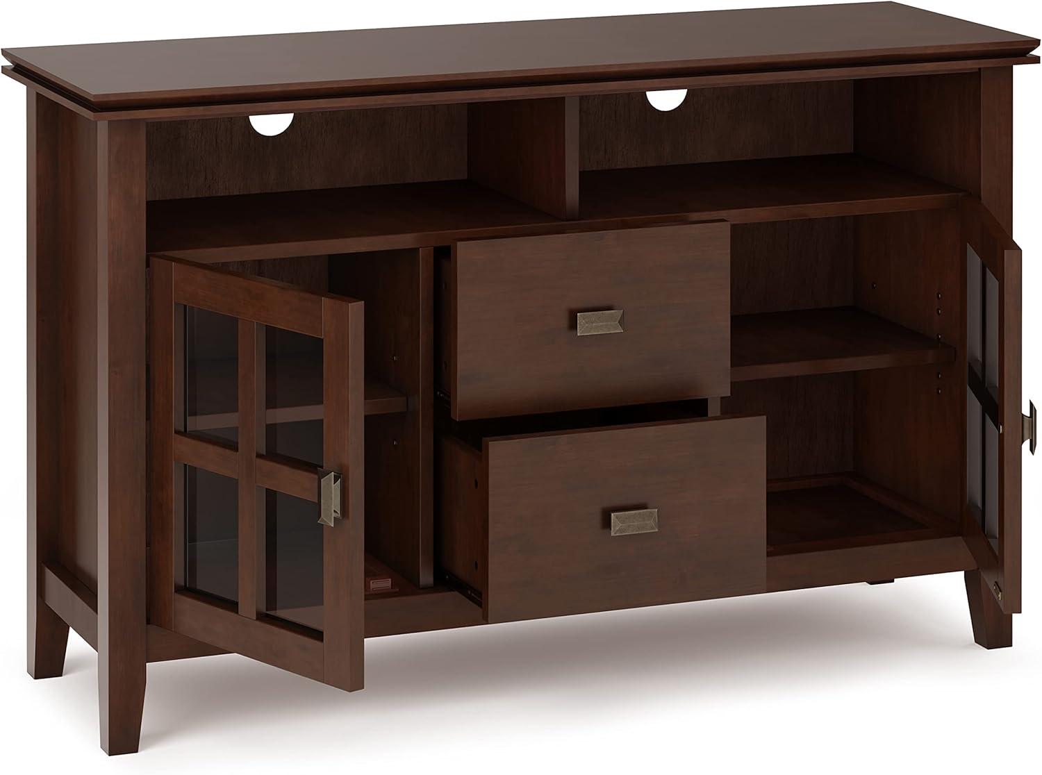 Artisan SOLID WOOD 48 inch Wide Contemporary TV Media Stand in Russet Brown For TVs up to 55 inches