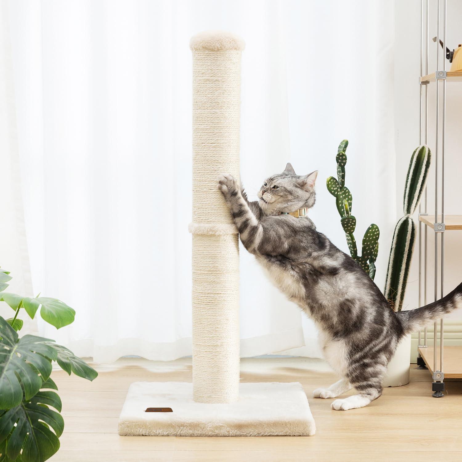 Tucker Murphy Pet™ 34Inch Cat Scratching Post With Natural Sisal Rope 4.3Inch Large Diameter Scratcher Post Tree For Indoor Cats