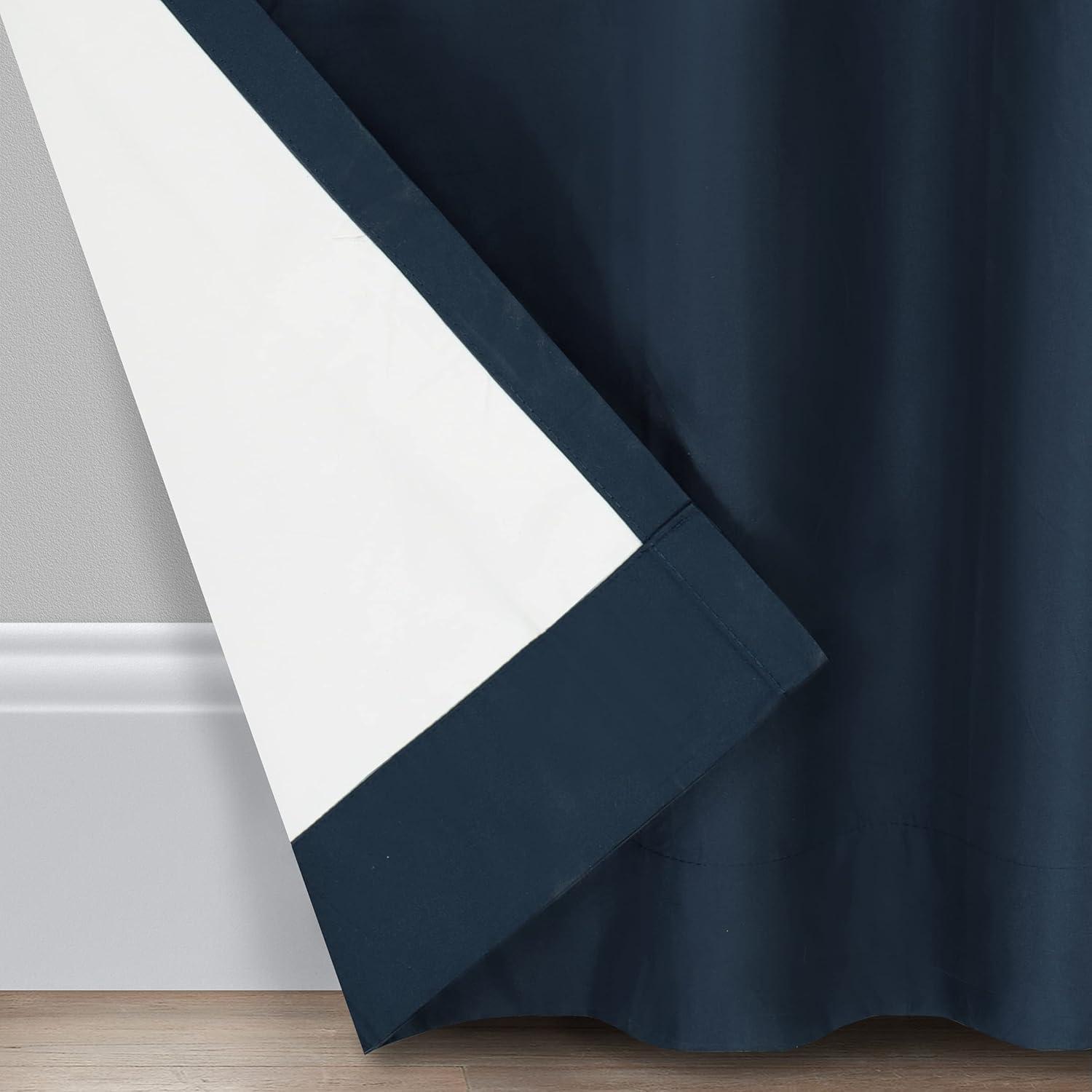 Navy Blackout Grommet Top Polyester Twin Curtains