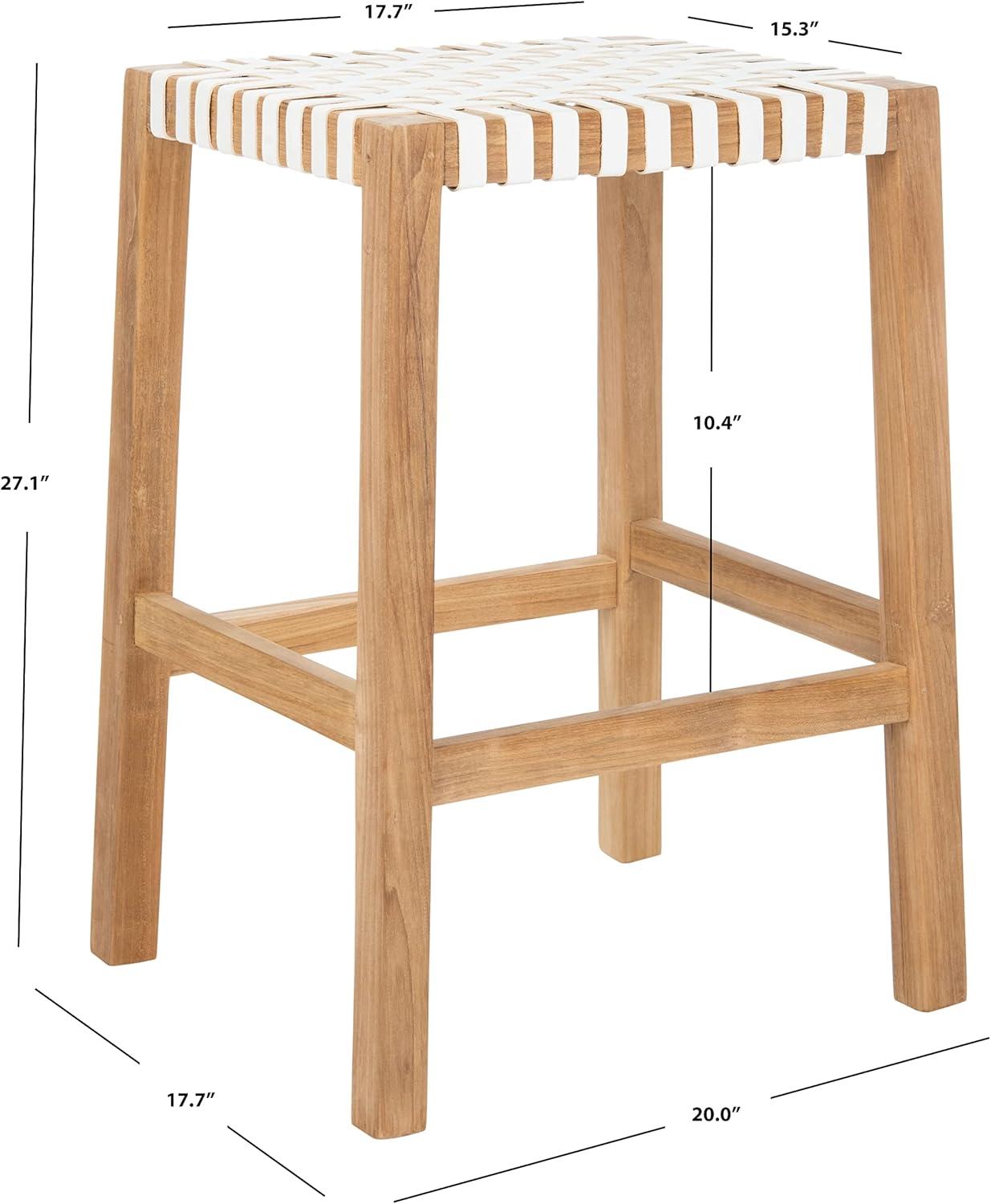 Capri Counter Stool - BST1009 - Natural Teak/White - Safavieh