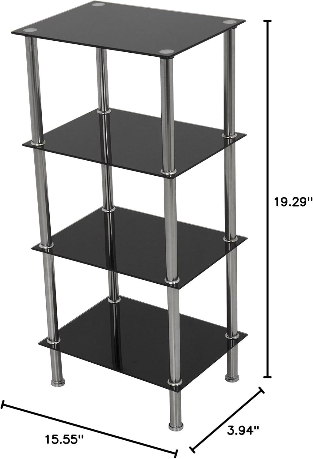 AVF S44-A Small 4-Shelf Unit, Black Glass and Chrome