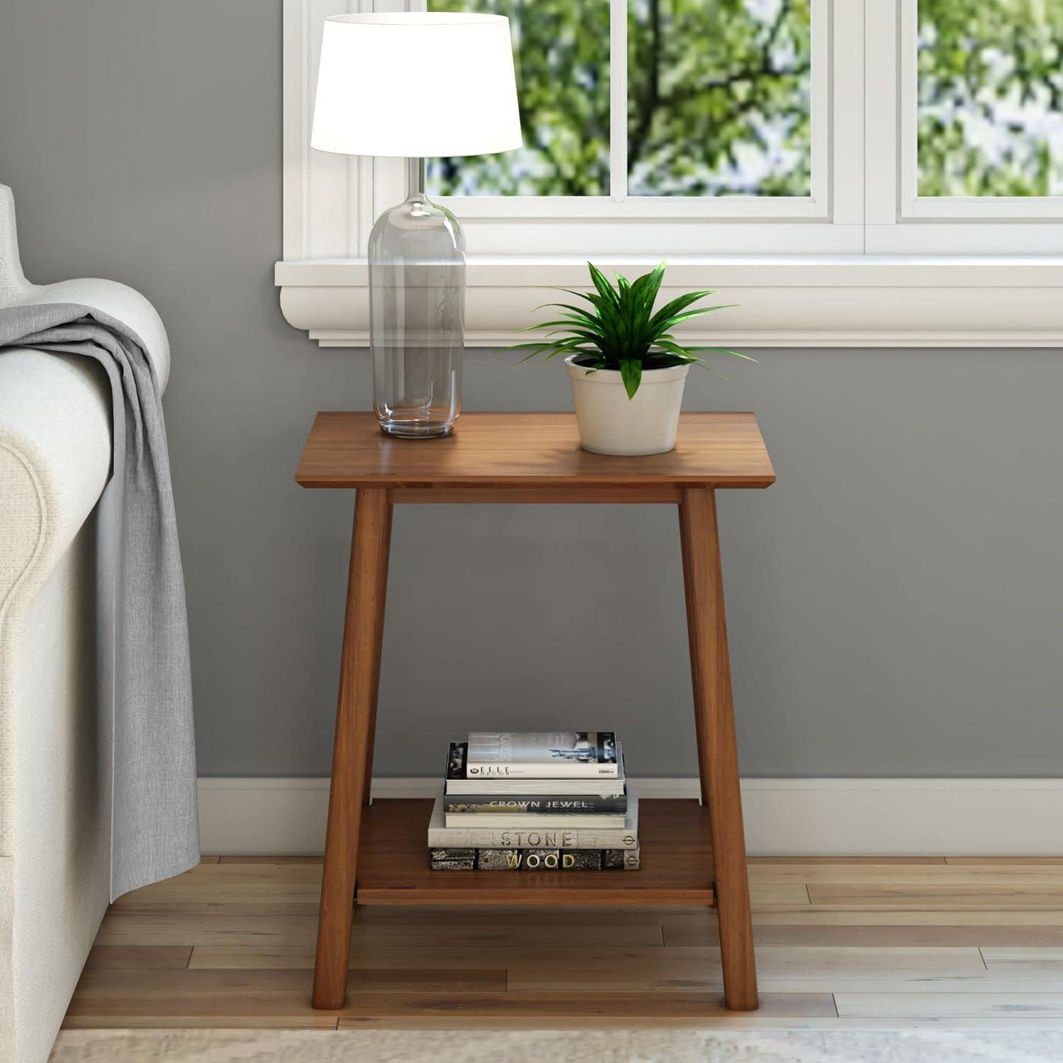 Plank+Beam Nightstand, Solid Wood Mid-Century Modern Bedside Table for Bedroom