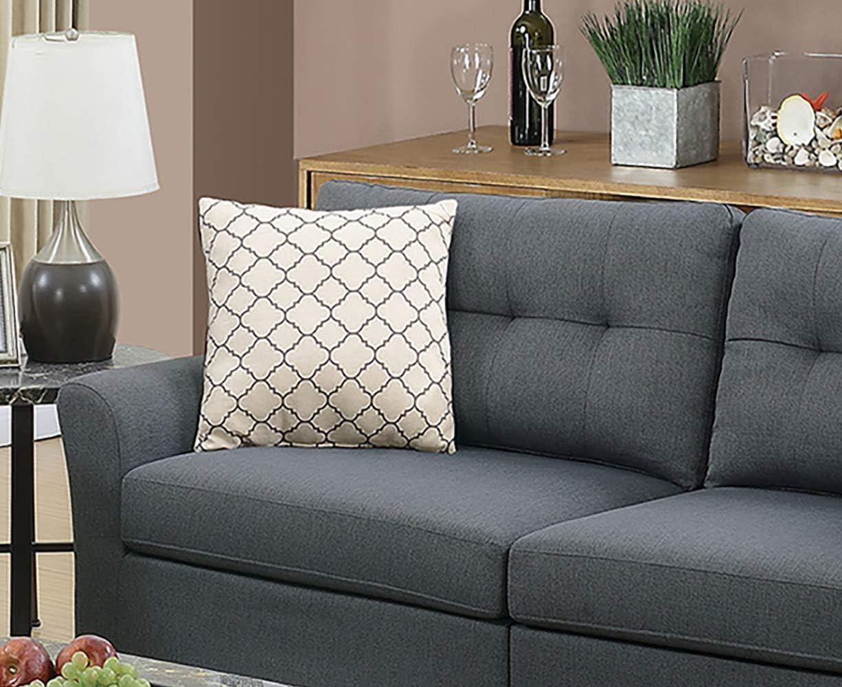 Glossy Polyfiber 2 Piece Sofa Set In Charcoal Gray- Saltoro Sherpi