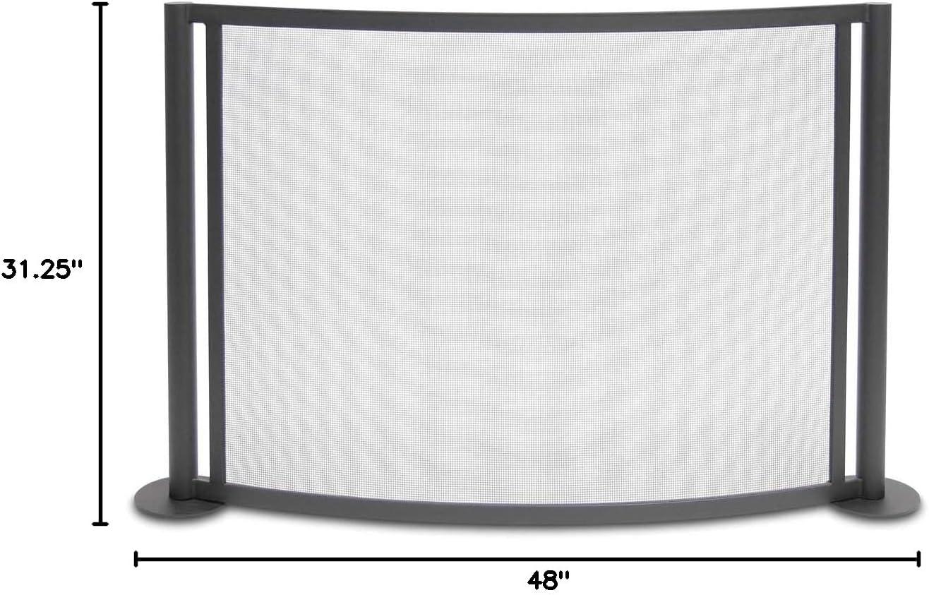 Black Powder Coated Mesh Bowed Fireplace Screen