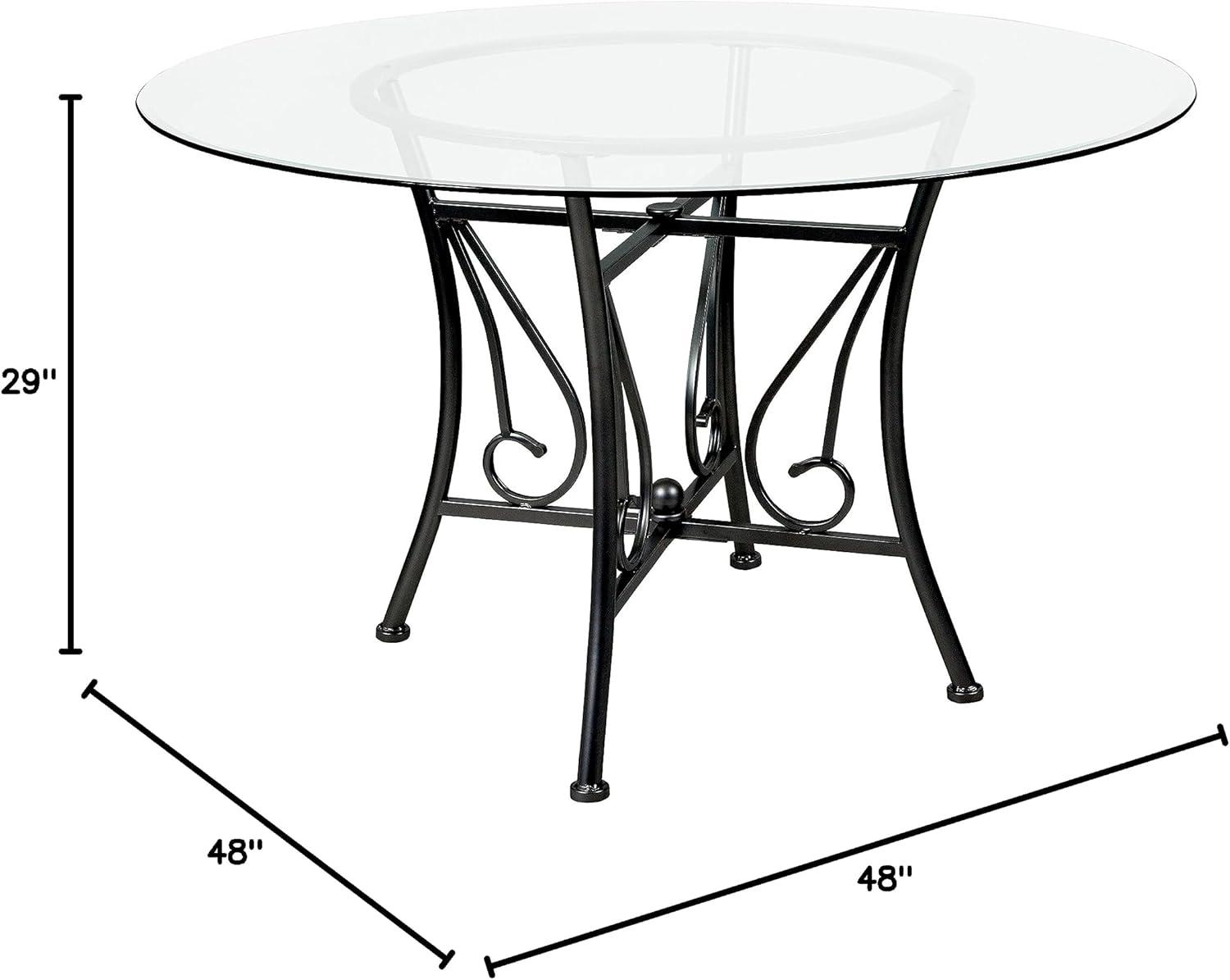 Princeton 48'' Round Glass Dining Table with Black Metal Frame