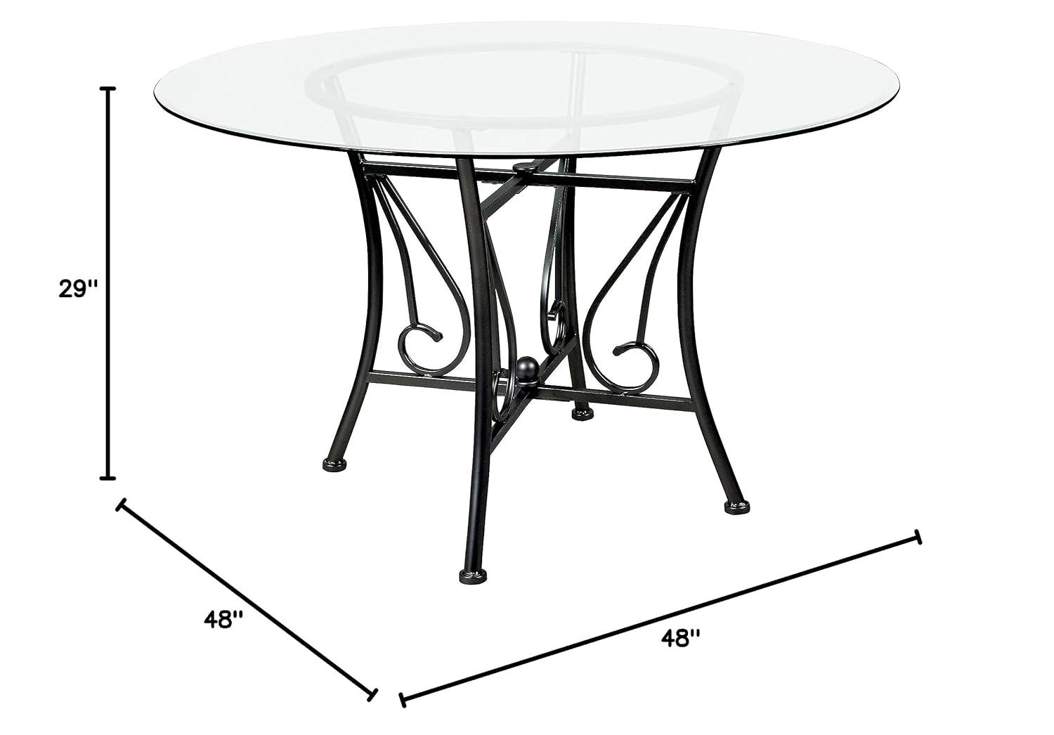 Flash Furniture Princeton 48'' Round Glass Dining Table with Black Metal Frame