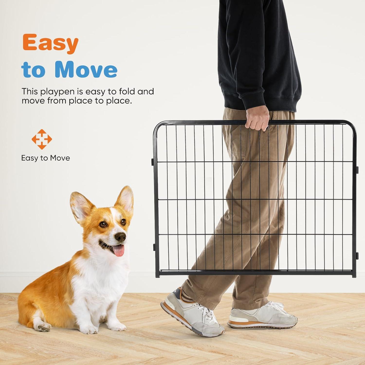 Dog Playpen Indoor Fence 8Panel 24" Height Metal Exercise Pen with Door Small Puppy/Medium/Large Dogs Animal Pet for Outdoor, Garden, Yard