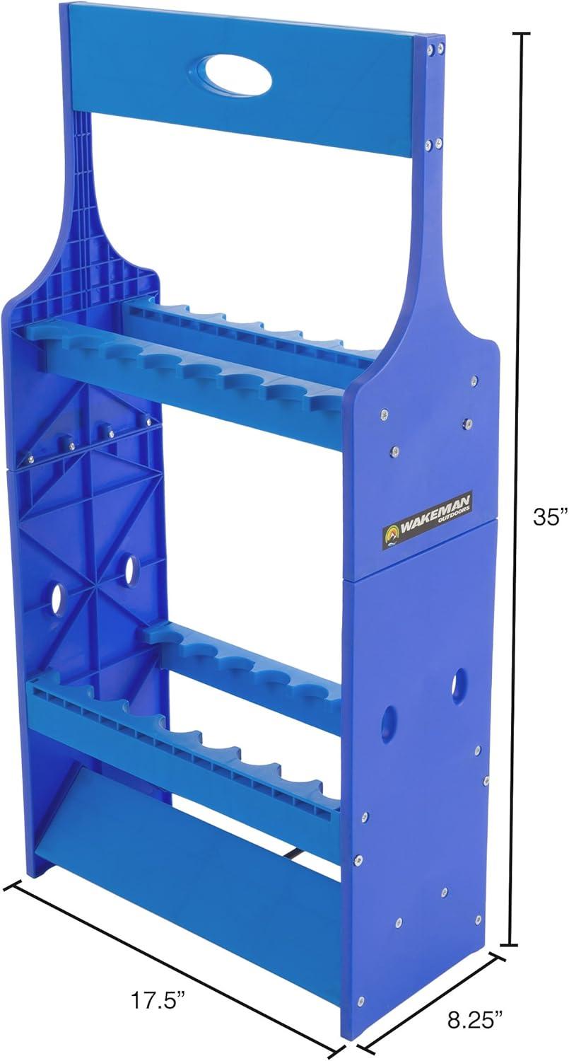 Fishing Rack Plastic Holder for 16 Rods - Organizer Stand for Home or Garage by Wakeman Outdoors