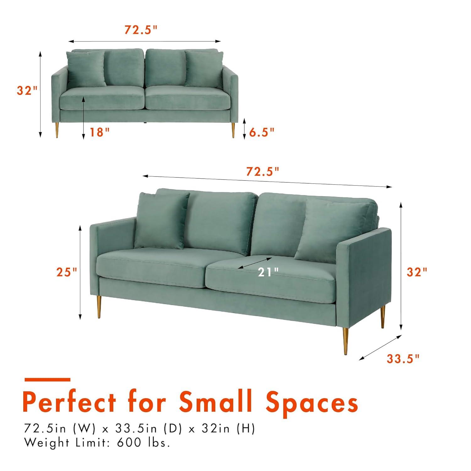 Highland 72" Square Arm Sofa