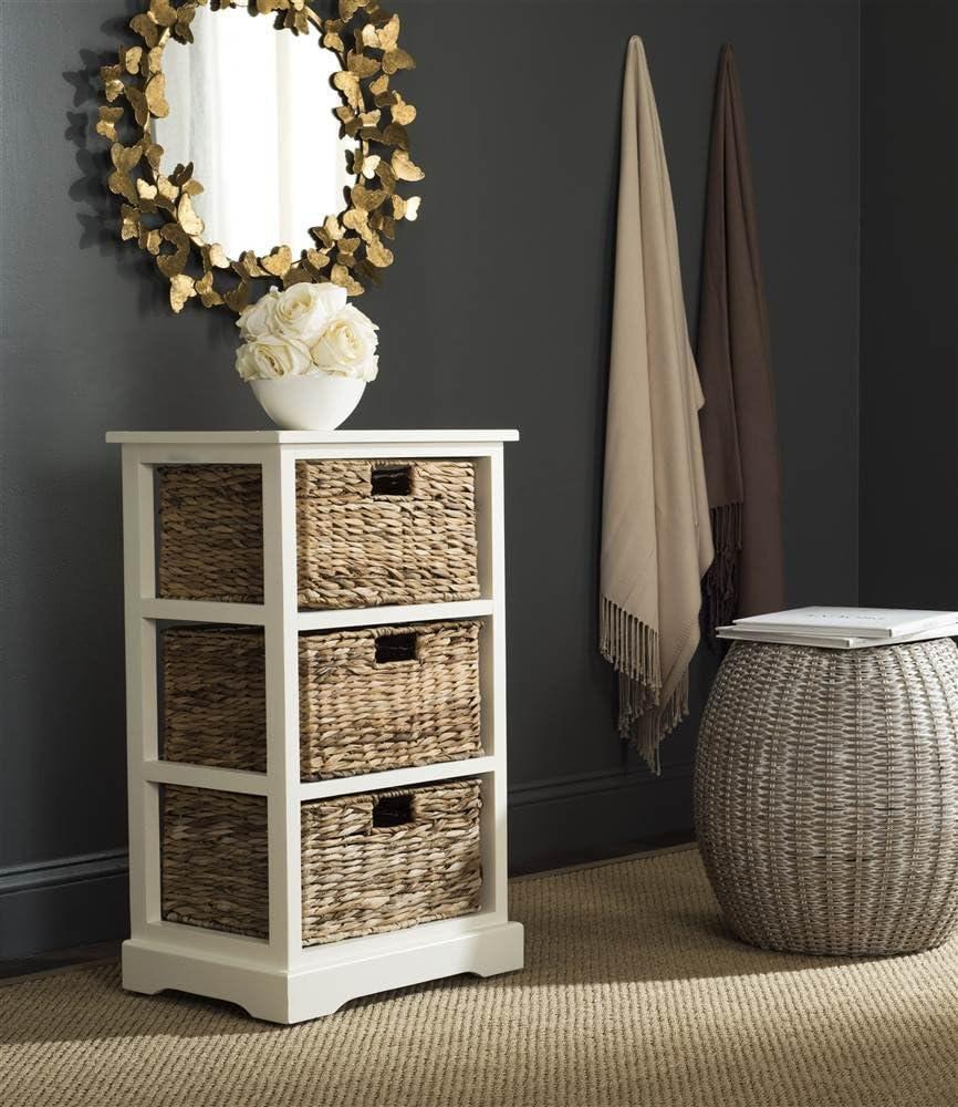 Halle 3 Wicker Basket Storage Side Table - Safavieh