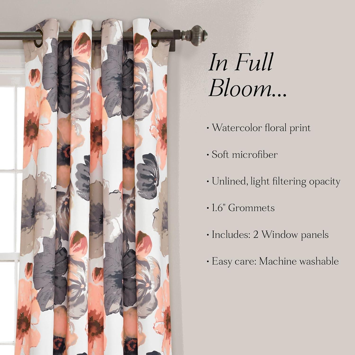 Home Boutique Leah Room Darkening Window Curtains Set - Coral and Gray - 52 x 84