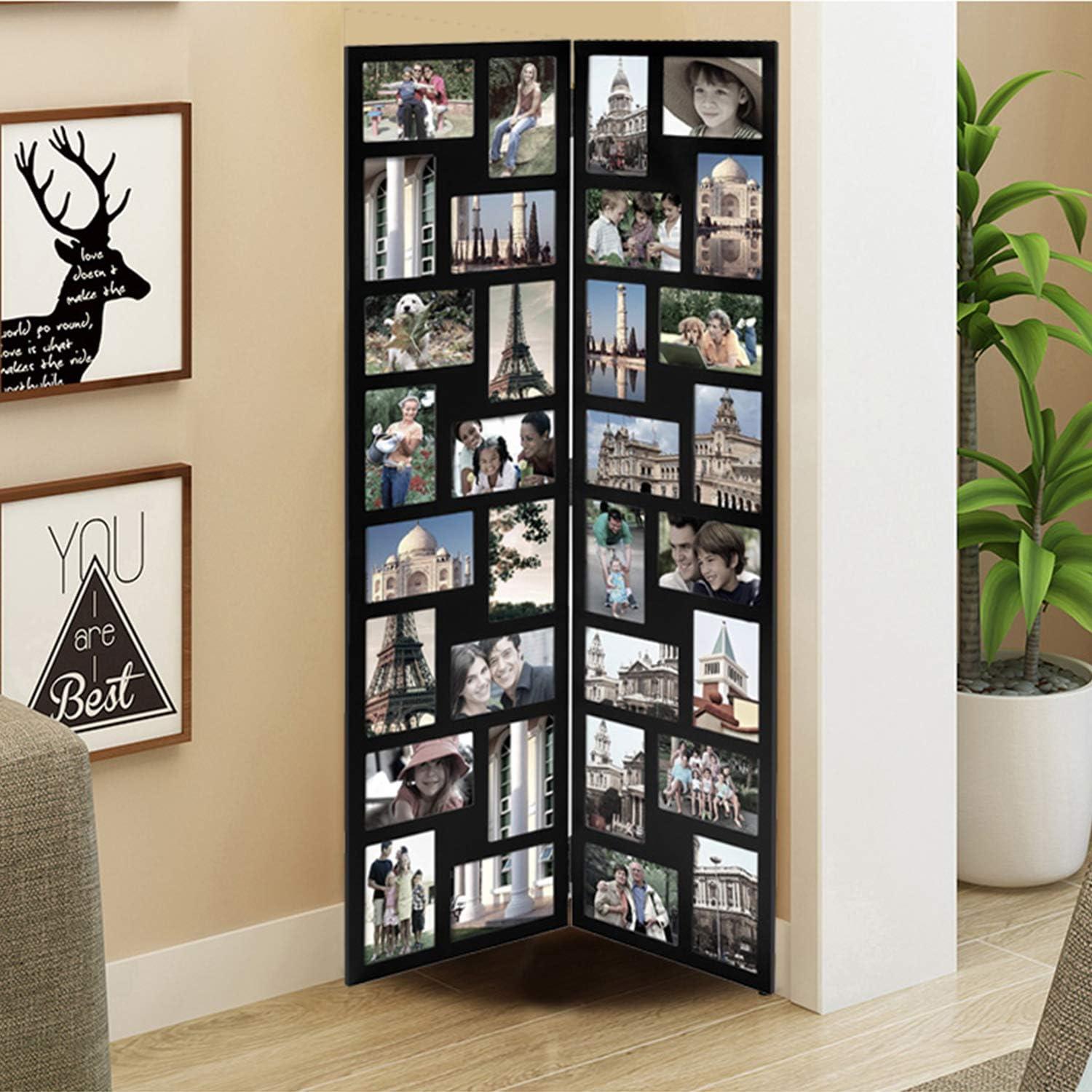 Black Wood Hinged Folding Screen Collage Picture Frame