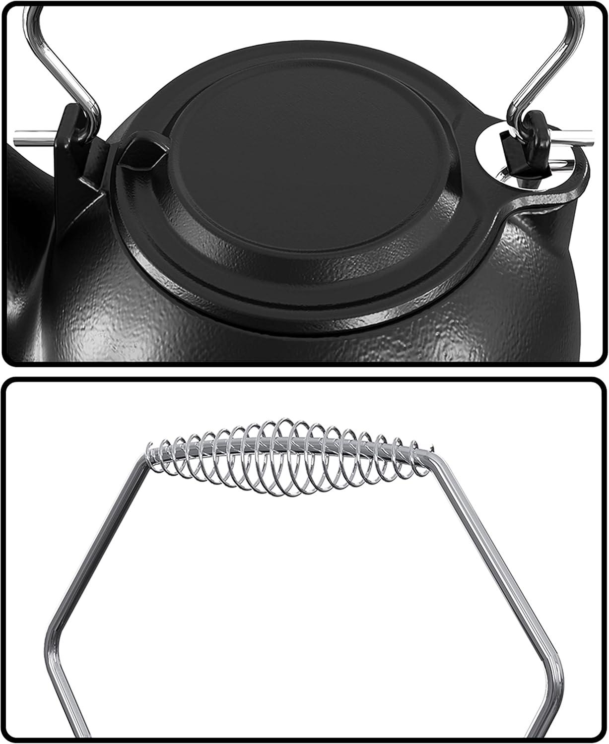 Stove Humidifier, Humidifying Iron Kettle, Wood Stove Kettle, Cast Iron, Chrome Handle