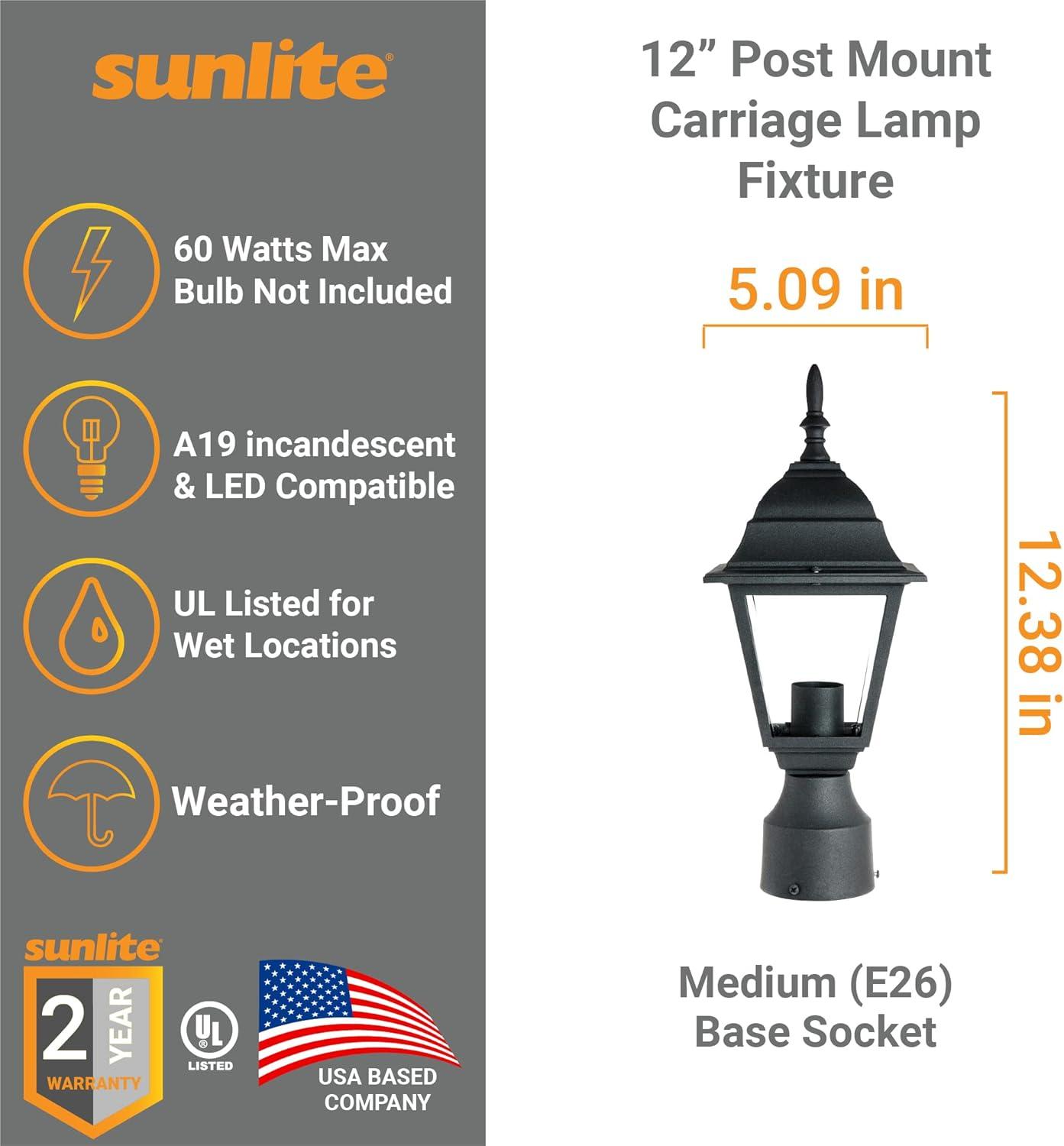 Black Cast Aluminum Outdoor Post Mount Light Fixture