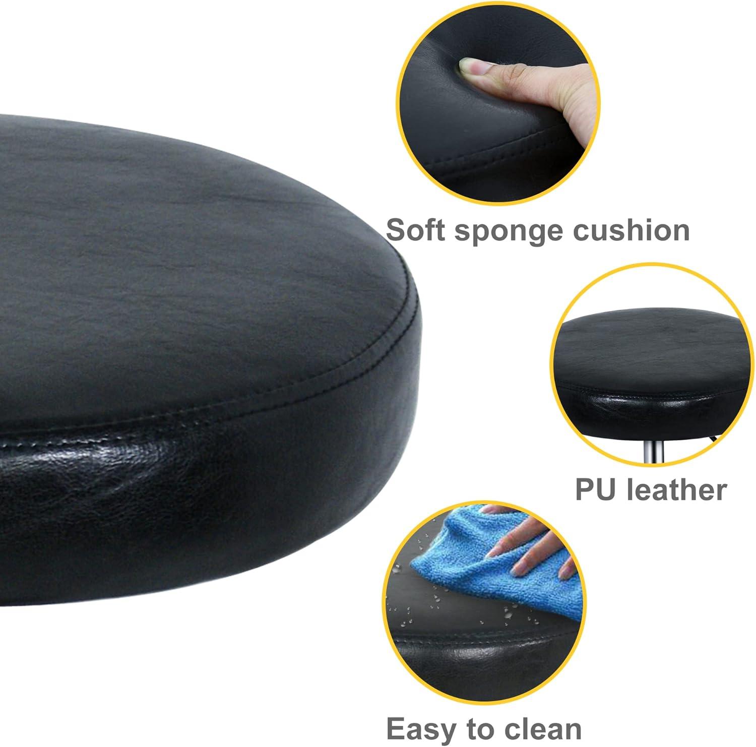 Adjustable Black PVC Leather Hydraulic Rolling Stool