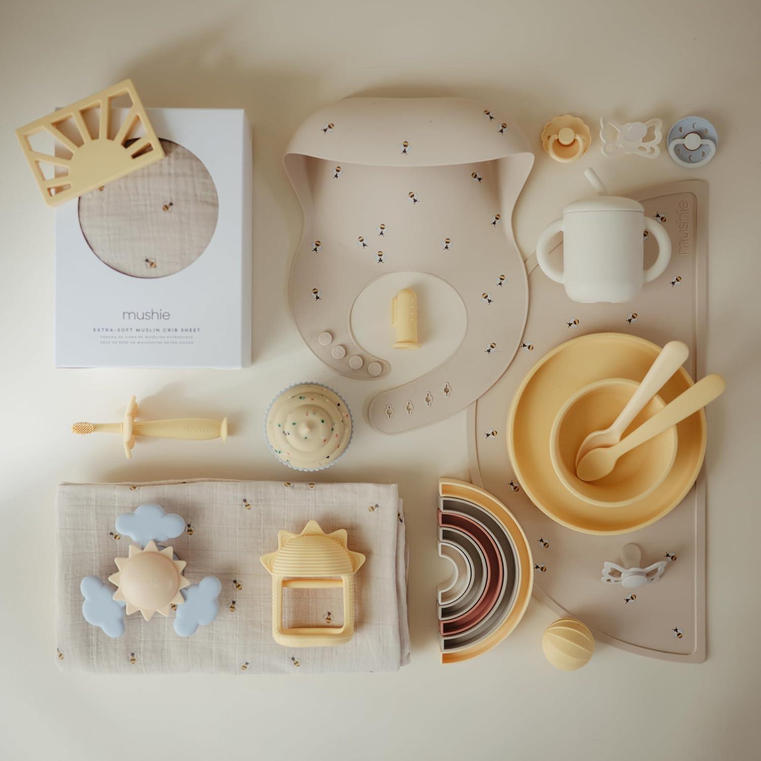 Mushie Extra Soft Muslin Crib Sheet - Bees