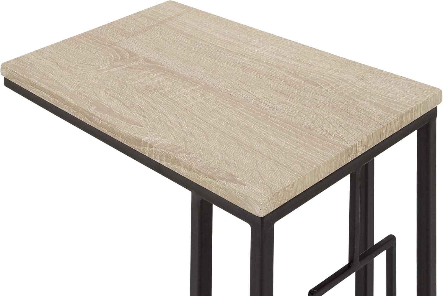 Olivia & May Contemporary Iron and Wood Accent Table Black: Sofa Side C-Table, Narrow Tray End Table