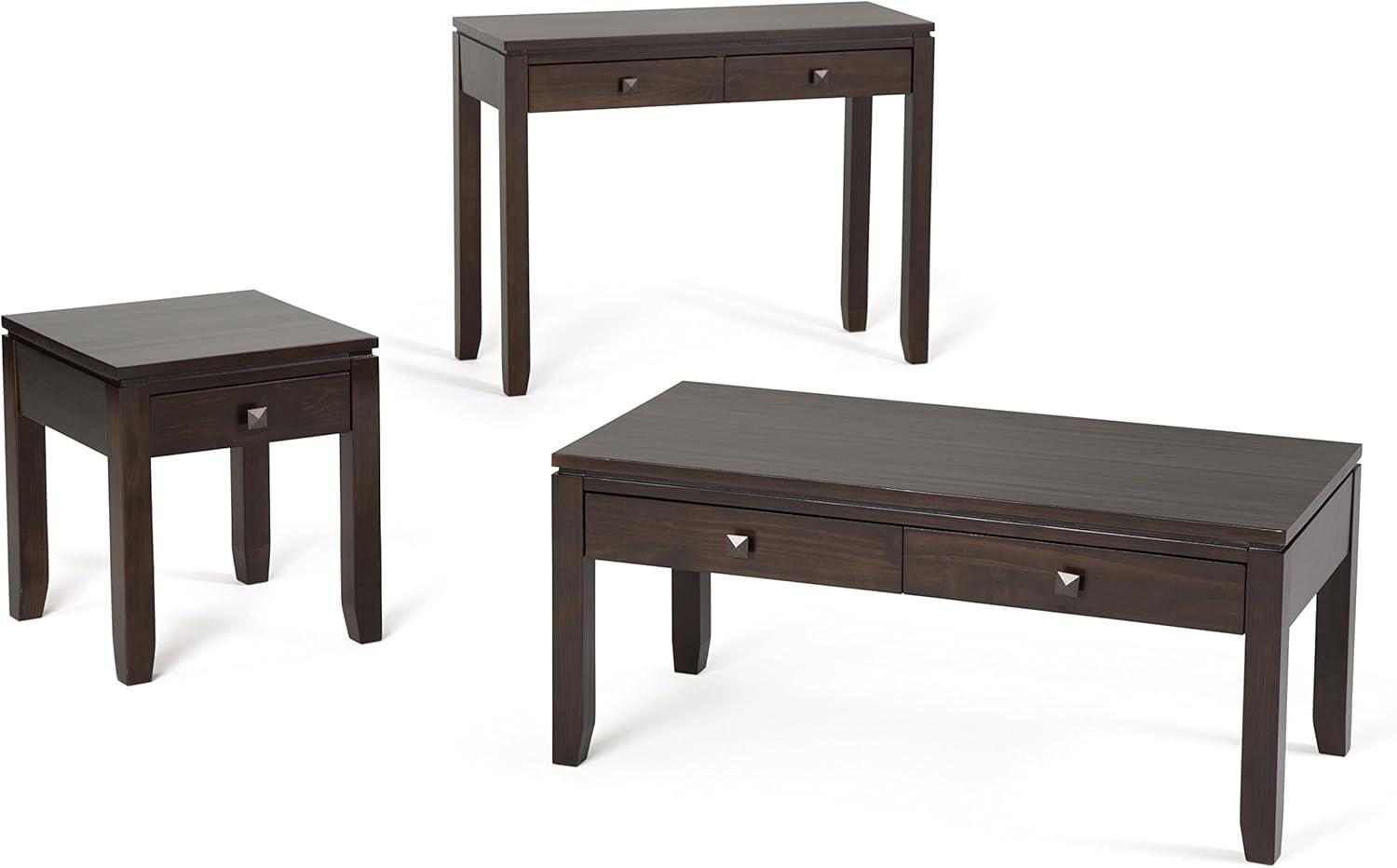 Simpli Home Cosmopolitan Solid Wood Console Table with 2 Drawers Mahogany Brown