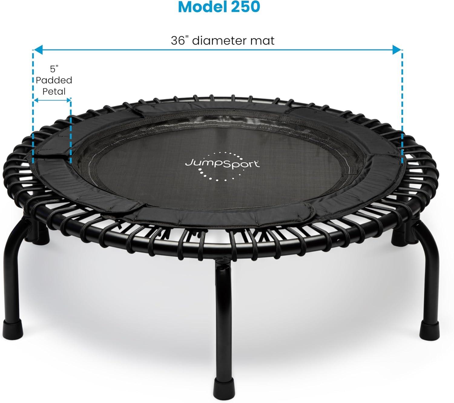 JumpSport 250 Workout Rebounder for Adults, 39" Mini Fitness Trampoline