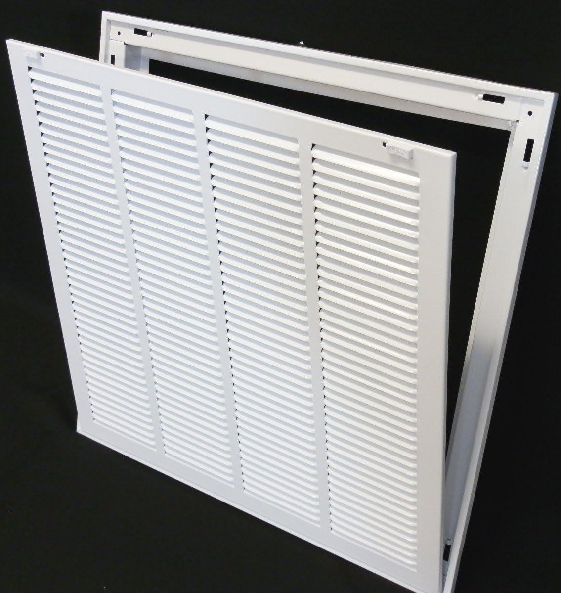 Fits 14x6 Duct Opening | Steel Return Air Filter Grille by Handua [Removable Door] for 1-inch Filters | Vent Cover Grill | White | HVAC Cold Air Intake Grille | Outer Dimensions: 16 5/8"W X 8 5/8"H