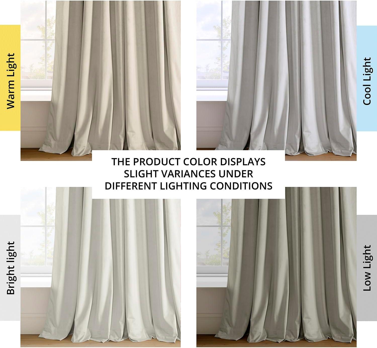 Half Price Drapes Porcelain White French Pleat Signature Velvet Blackout Curtains(1 Panel),50WX 108L