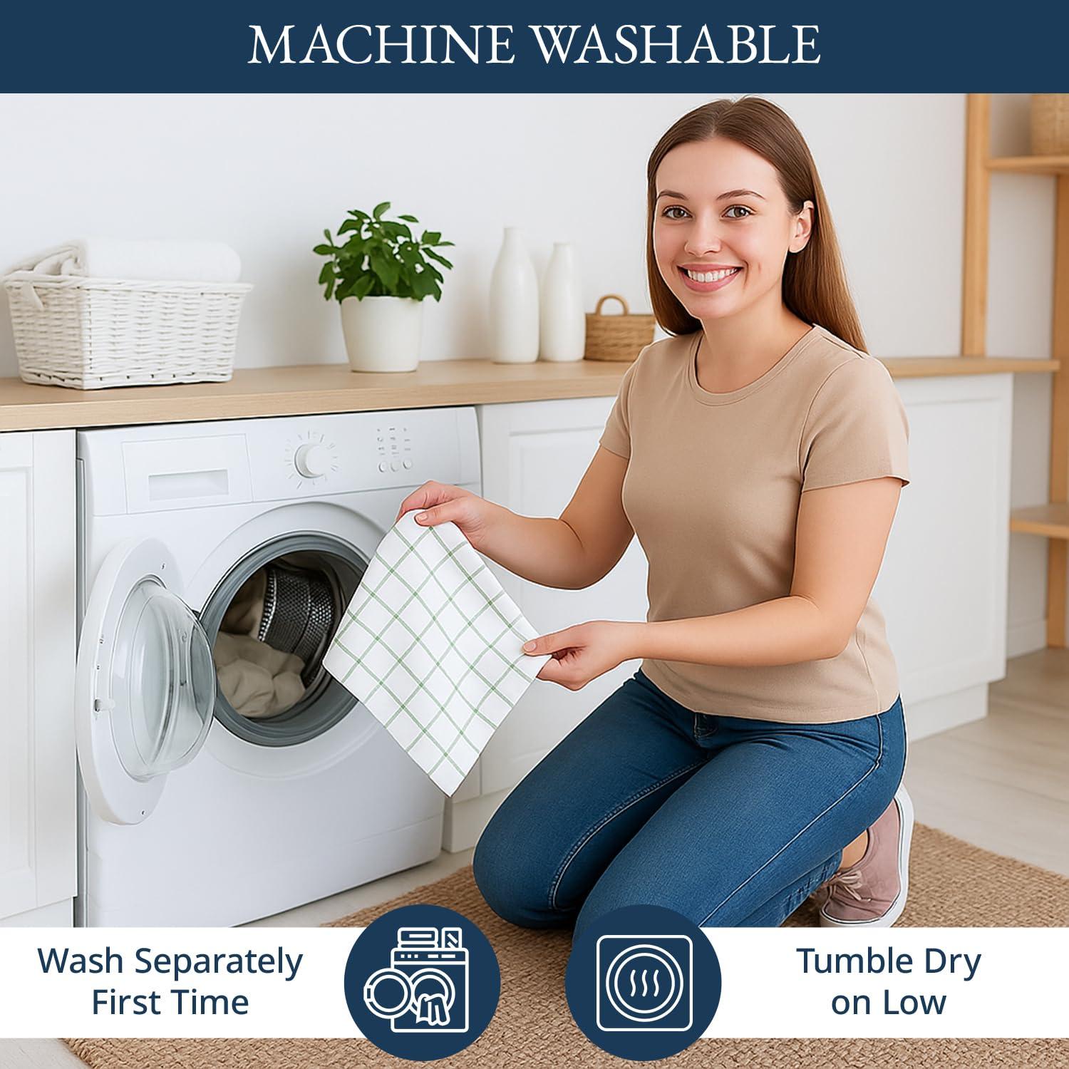 Kitchen Towels Set - Pack of 12 Cotton Dish Towels for Drying Dishes, 18”x 28”, Kitchen Hand Towels, Quick Drying Kitchen Towel Set - Olive