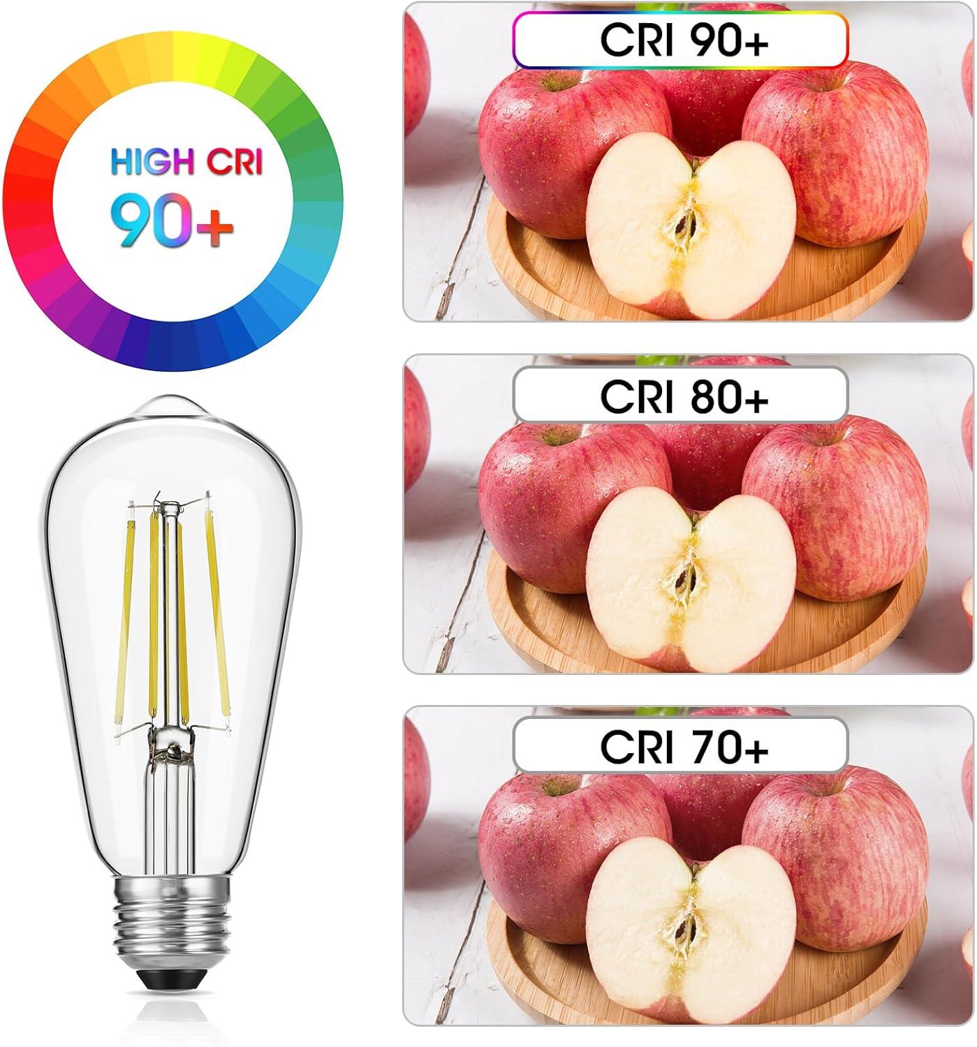 ENERGETIC Vintage LED Edison Light Bulbs, 5000K, 60 Watt Equivalent, ST64 Filament, Tear Drop Antique Decorative Bulbs, E26 Base, UL Listed, 6 Pack