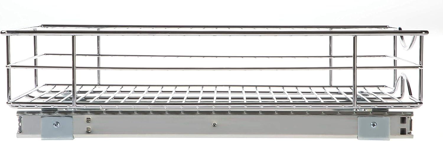 Home Zone Living 1 Shelf 14" Length x 21" Width Kitchen Pull Out Cabinet Organizer, Silver