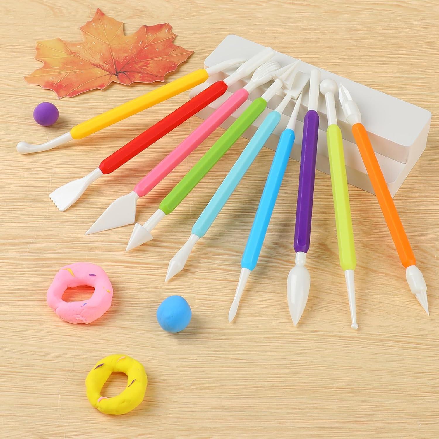 9 Pieces of Clay Carving Tools, Children's Plastic Modeling Clay Tools, Double-Headed Plastic Ceramic Pottery Tool kit, Handicraft Clay Modeling DIY kit Chef Decoration Modeling and Carving Tools