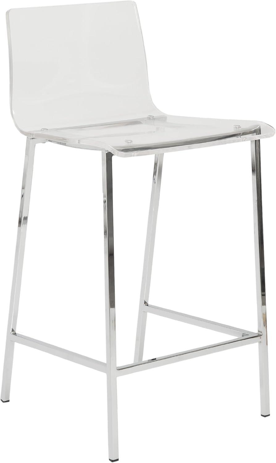 EURO STYLE Chloe Office Chair in Clear, Acrylic, Chromed Steel Base, 360° Swivel, Adjustable Height, Casters for Mobility, Made for Everyday Home Use