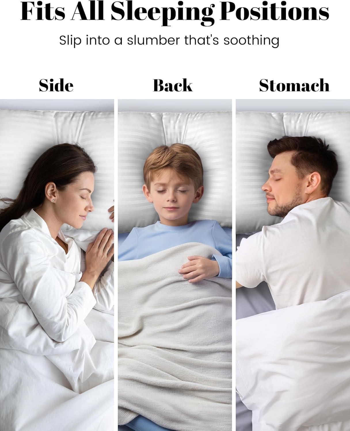 Hotel Collection Bed Pillows For Sleeping, Bed Pillows Queen Size Set Of 2,Gusseted Pillow For Back, Stomach Or Side Sleepers