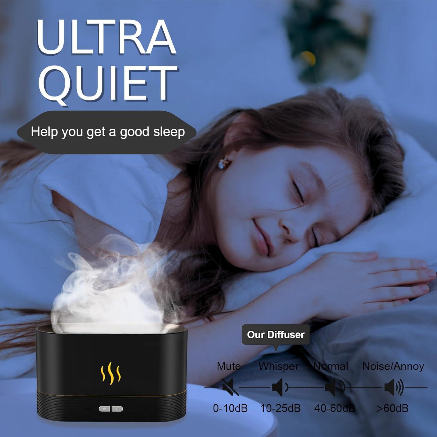 180ml Flame Air Humidifier Essential Oil Diffuser, TSV 3D USB 7 Color Light Aroma Diffuser for Home, Office, Spa, Gym