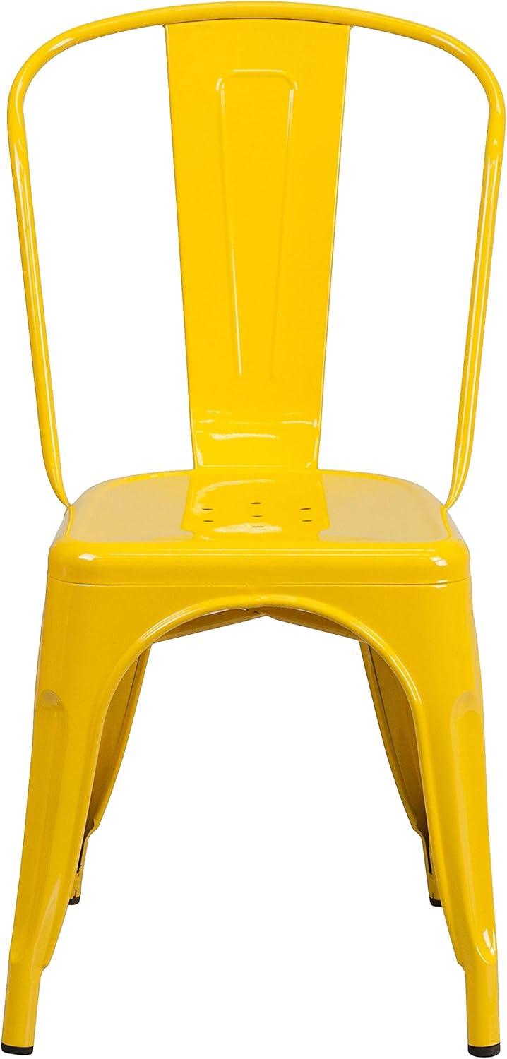 Flash Furniture Commercial Grade Yellow Metal Indoor-Outdoor Stackable Chair