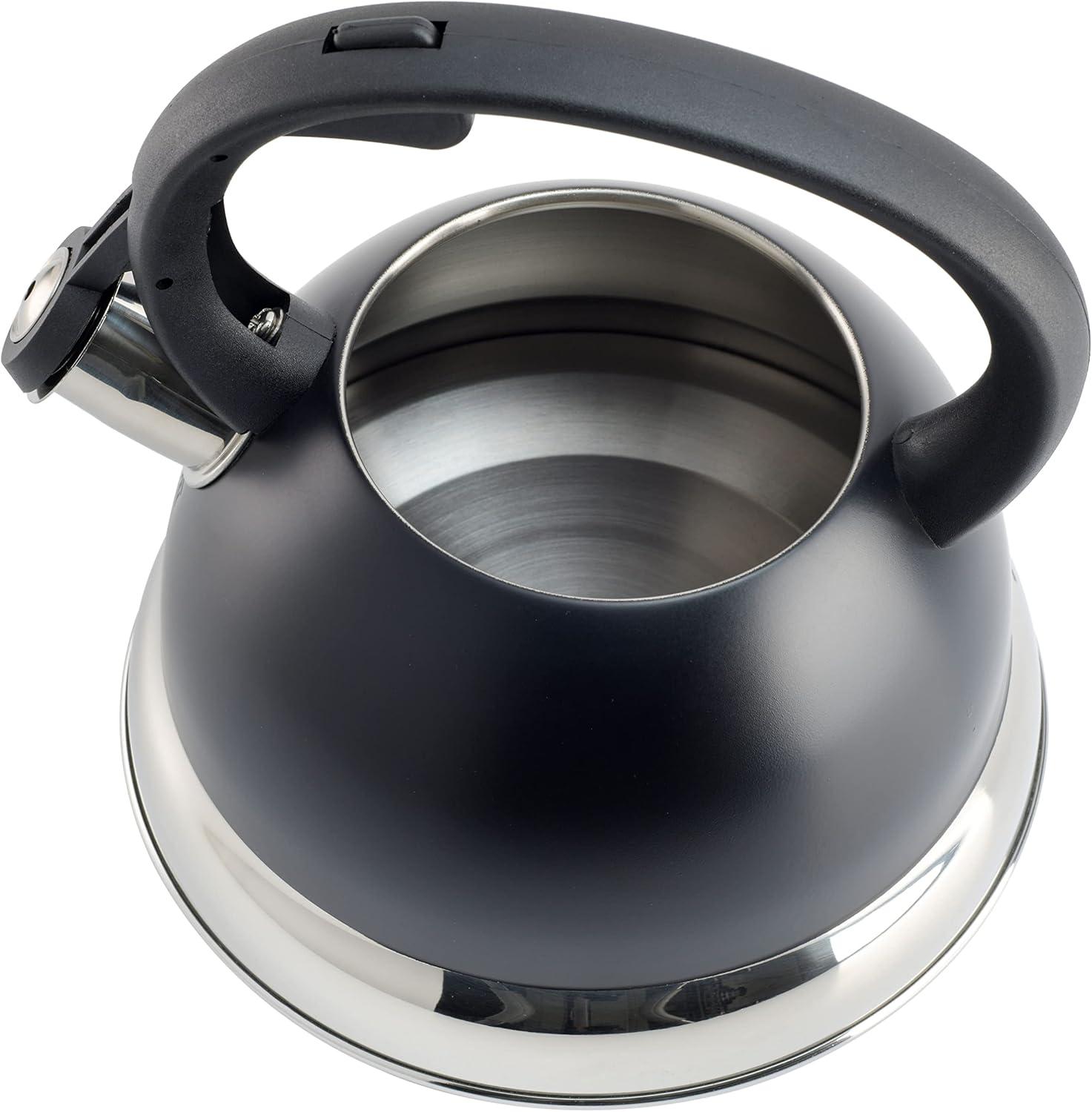 Mr. Coffee Flintshire 1.75 Quart Whistling Stovetop Tea Kettle in Black