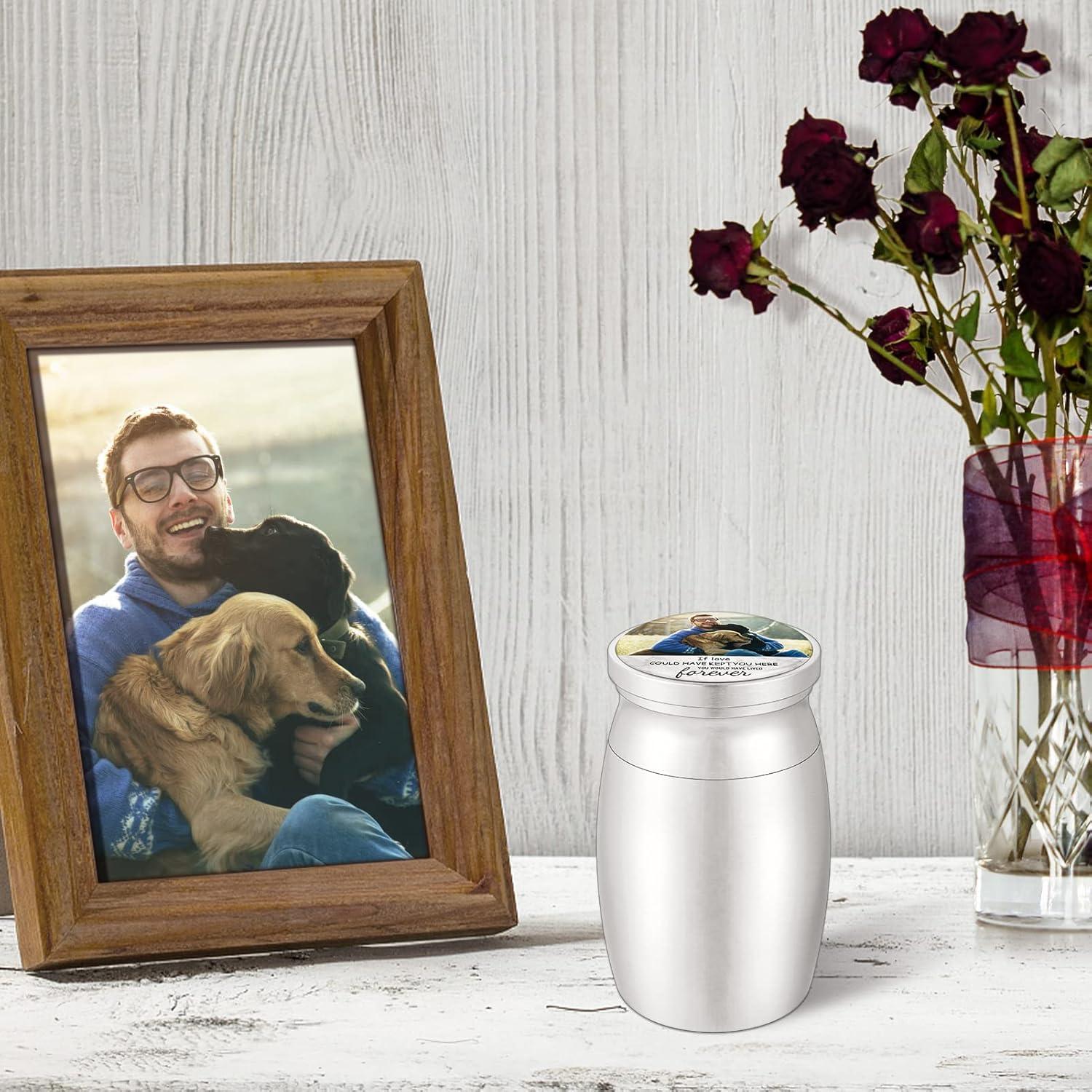 Small Keepsake Urn for Dad Mini Cremation Urns Decorative Memorial Funeral Ashes Holder Silver Engraved Stainless Steel Container for Dad Father 1.57 x 1.18 Inch-My Dad My Hero My Angel