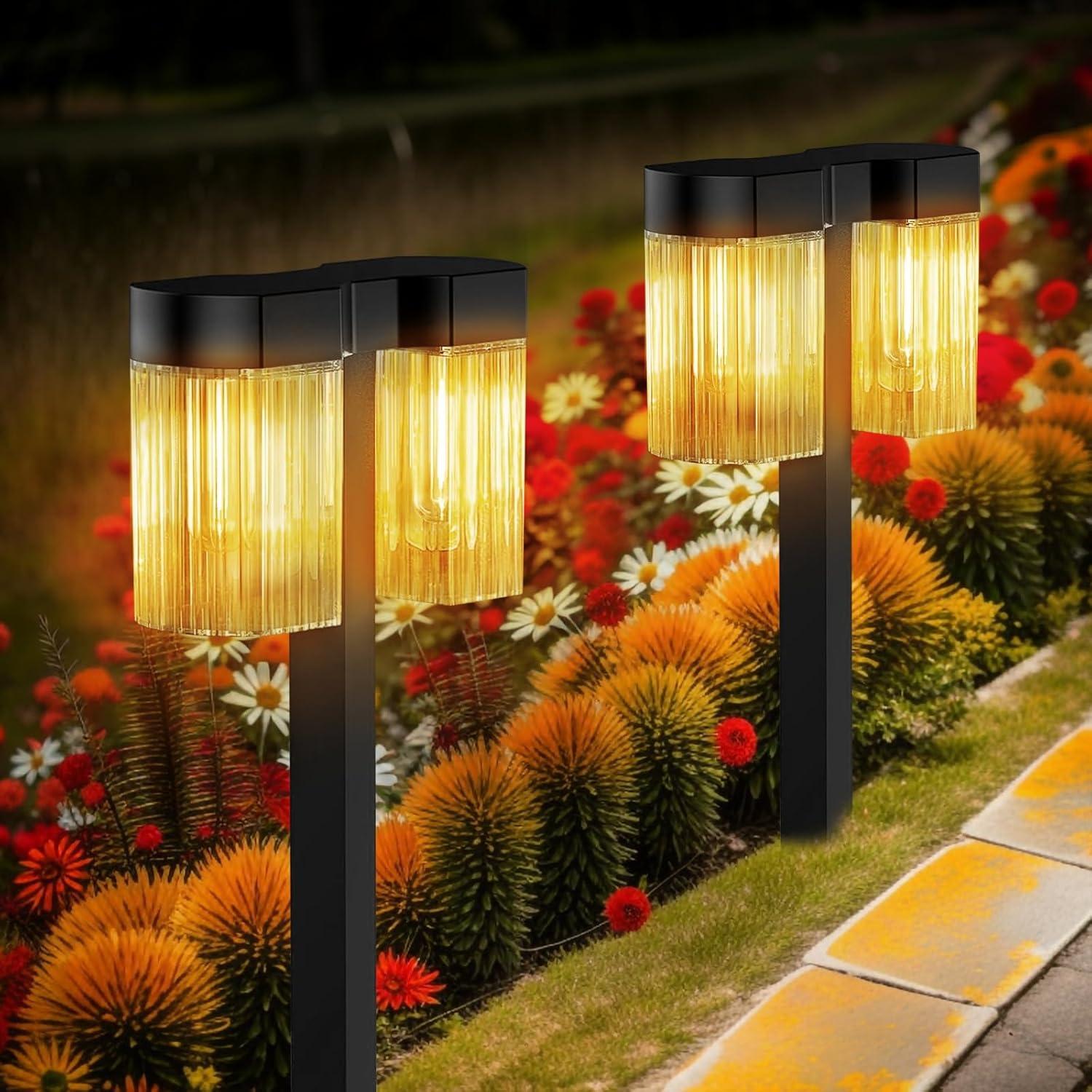 ELECLINK Solar Pathway Lights Outdoor, 2 Pack Upgraded Solar Lights Outdoor Waterproof, Bright Up to 15 Hrs Auto On/Off Garden Light for Yard Patio Lawn Path Walkway Driveway Outside Decor KEF16