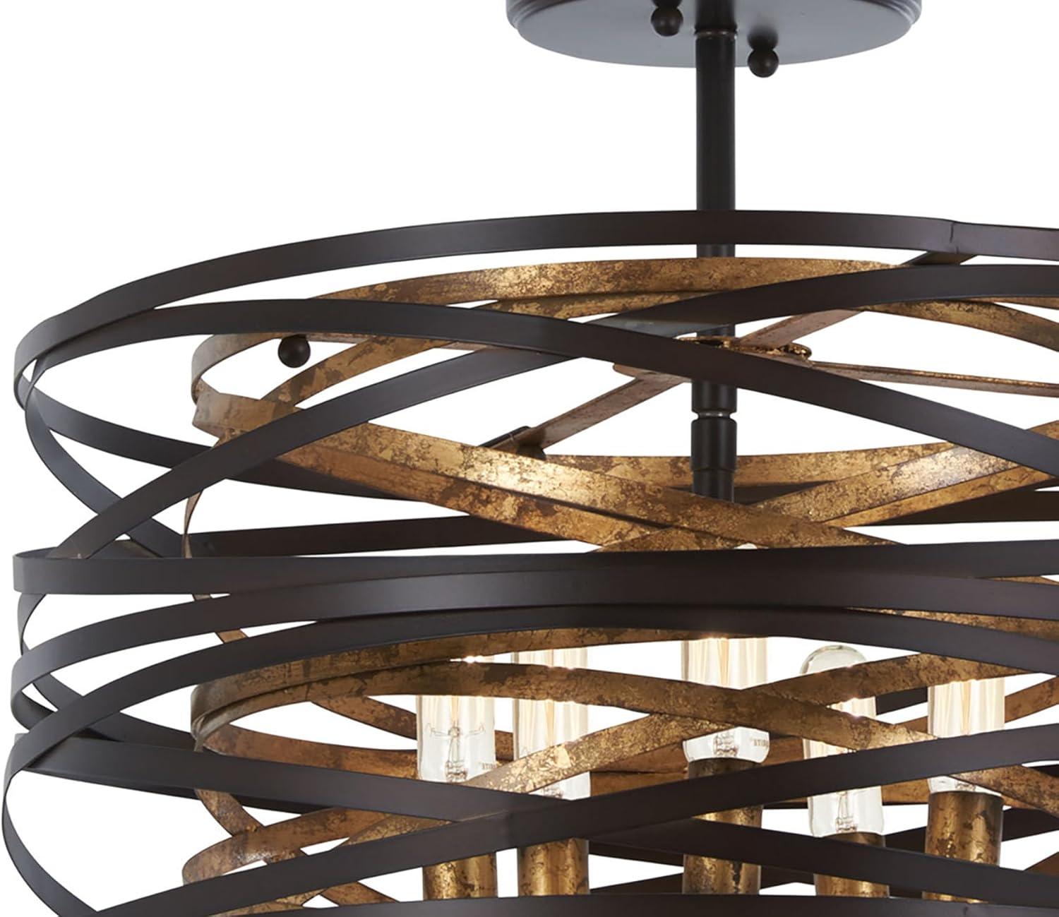 Minka Lavery Dark Bronze Mosaic Gold Pendant Chandelier 16" Wide Modern 5-Light Fixture for Dining Room House Foyer Kitchen Home