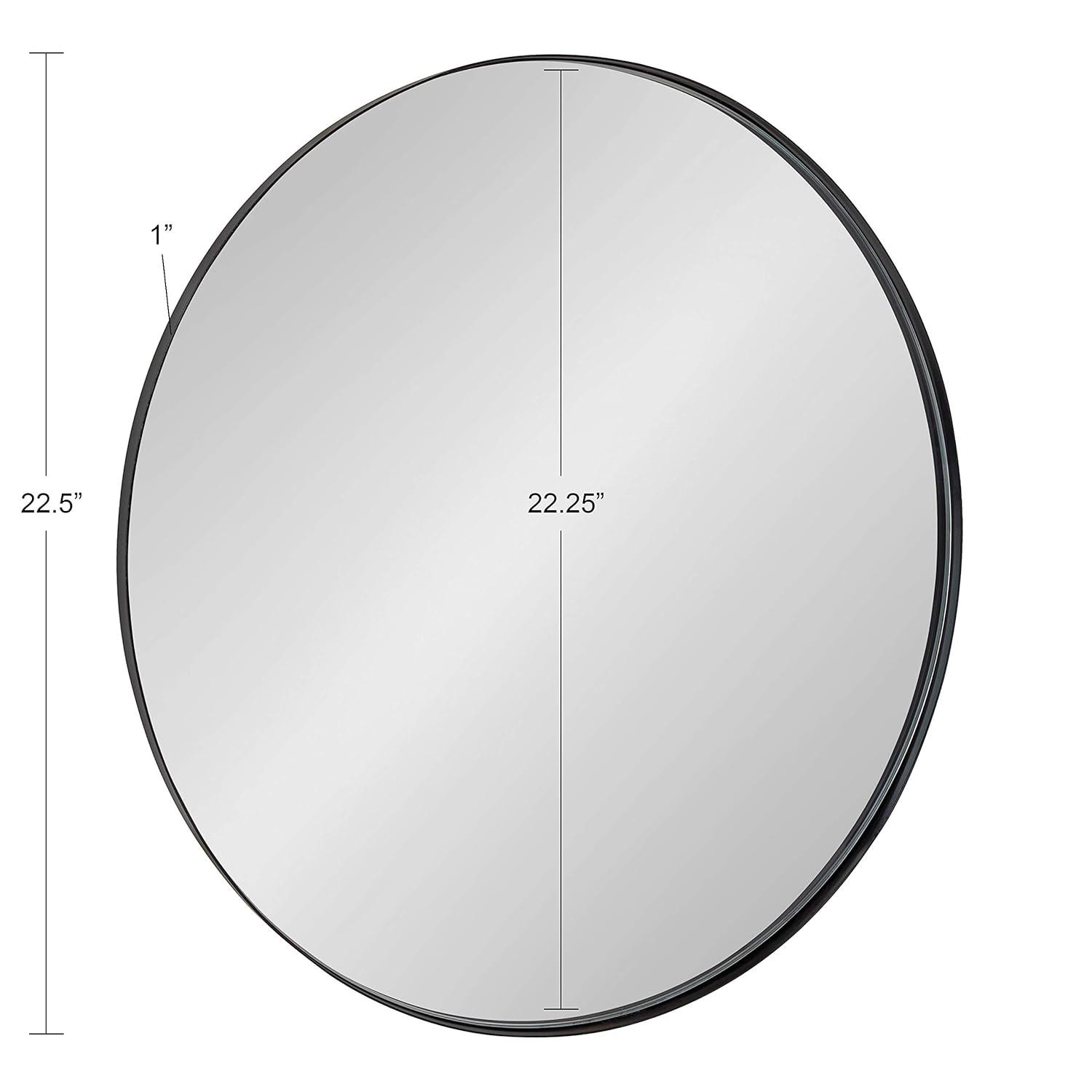 22" Rollo Round Wall Mirror Black - Kate & Laurel All Things Decor: Modern Iron Frame, Wall Mount, Geometric Design