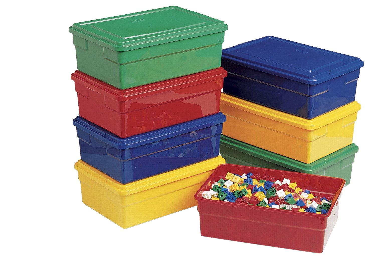 School Smart Storage Bin with Lid, 11 x 16 x 6 Inches, Red