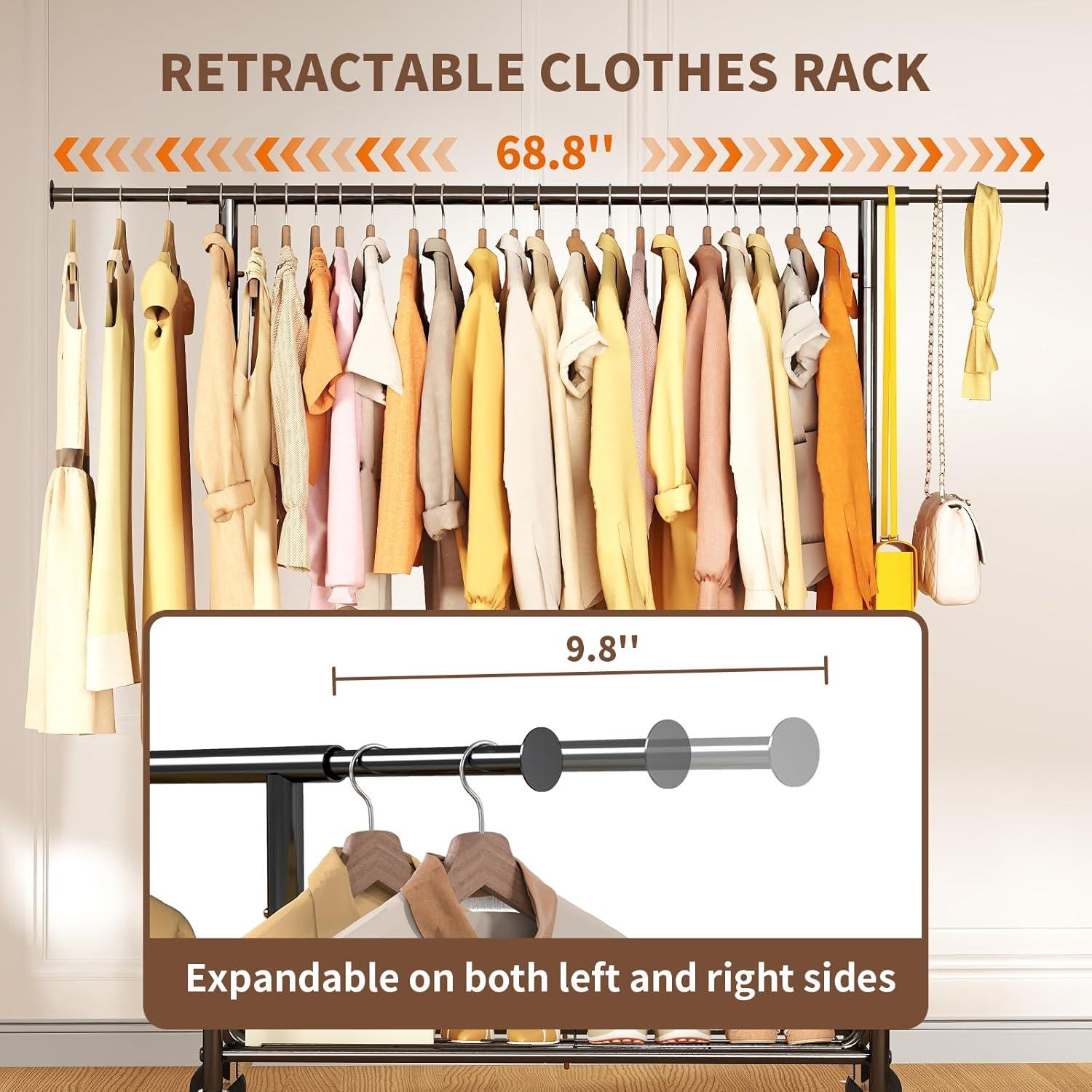 450 lbs Heavy Duty Clothing Garment Rack with Wheels